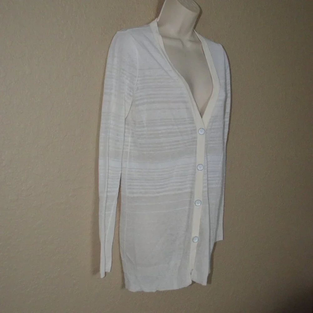 NWOT Sz XS Rag & Bone Ivory Linen Blend Button Front Long Cardigan Sweater